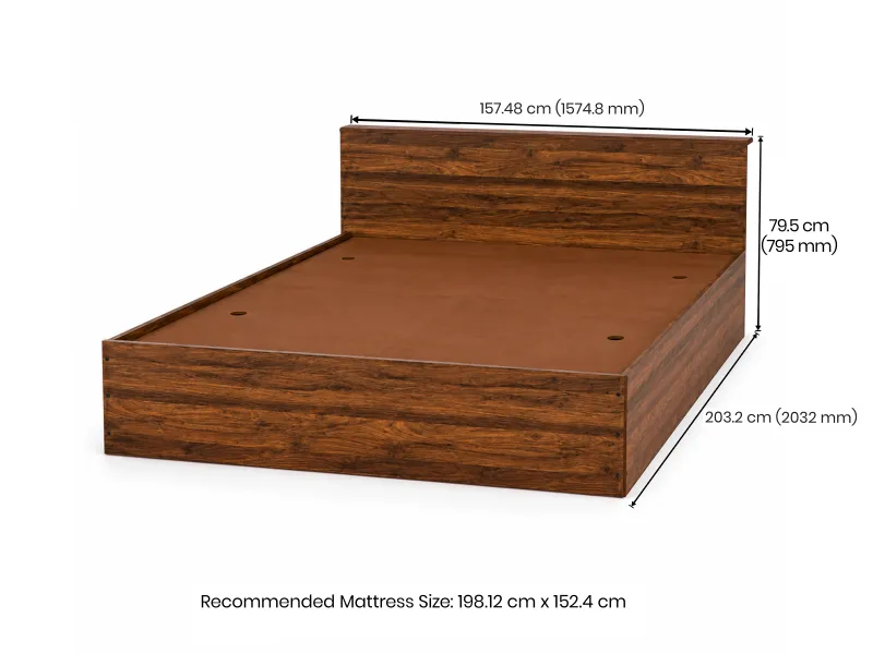 Rio Engineered Wood Queen Bed With Mattress Queen Latex Foam (78 x 60 x 6 inches)